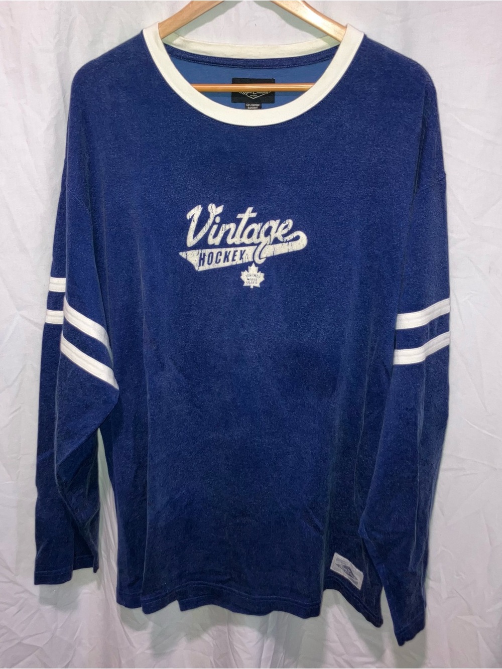 Vintage Hockey Toronto Maple Leafs Blue Long Sleeve Tee with White Trim